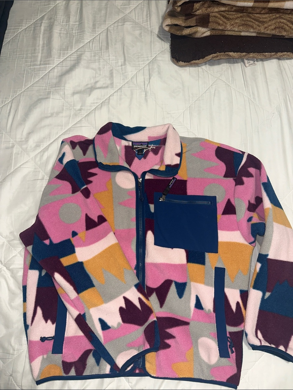 Patagonia Women’s Pink Multi-Color Fleece Jacket
